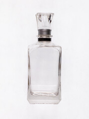 Glass decanter for whiskey isolated on white background