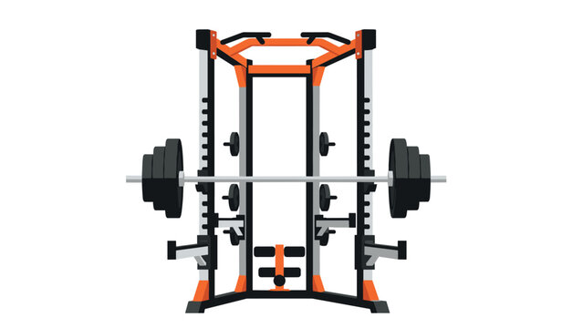 Modern smith machine with barbells for strength training