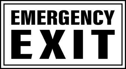 Emergency exit word. Emergency exit title. Emergency exit signboard outline. Emergency exit label png. Emergency exit vector illustration transparent png. 