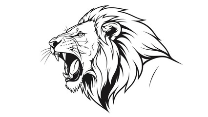 Stunning roaring lion head profile, fierce mascot design perfect for sports teams or bold branding