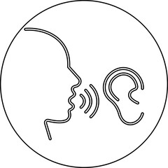 Hearing and Listening Icon represents communication, sound awareness, modern minimal, design. This features an ear combined with sound waves, symbolizing hearing ability, active, and audio clarity.