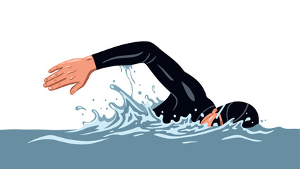 Competitive swimmer in action: freestyle stroke in water with dynamic motion