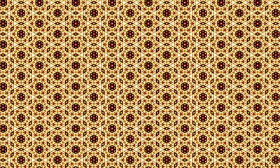 Intricate golden and red geometric floral pattern illustration with a warm, glowing, and luxurious feel