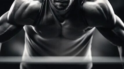 A focused man exerting effort while exercising.