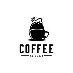 Bomb coffee, coffee cafe logo
