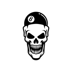 Skull with eight ball of billiard 