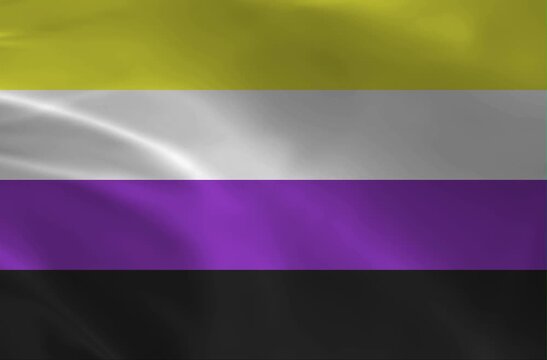 LGBTQ Non-Binary Pride Flag Waving: Symbol of Non-Binary Identity and Inclusion within the Global LGBTQ+ Community