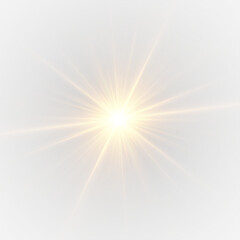 Obraz premium Star and light stream burst in a flash of glowing sparkles. Sunrise glow spreads across a luminous horizon. 