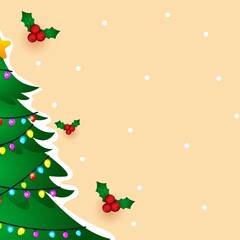 Realistic Green Fir Branch Lights Background