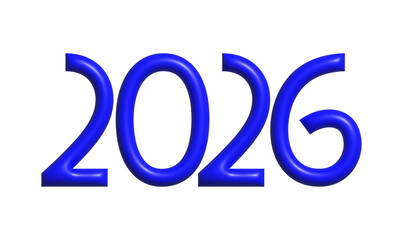 Blue 3D Glossy 2026 Number Design – Modern Futuristic Typography for New Year, Calendar, Celebration, and Graphic Projects