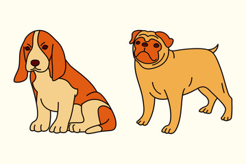 Cute Colorful Dog Vector Illustration