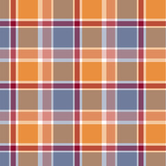 Warm Orange and Blue Tartan Plaid Seamless Pattern
