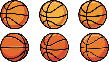 Obraz premium Set of basketball balls on a Transparent background, Vector illustration 