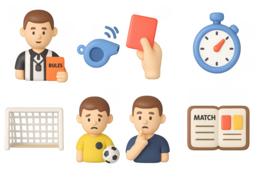 Cartoon referee icon set for sports design and game illustrations - Powered by Adobe