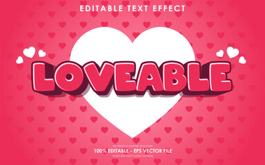 Loveable Text Effect with Heart Background.