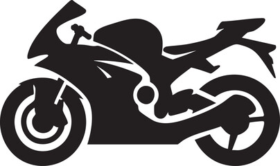 Black silhouette of a sport motorcycle white