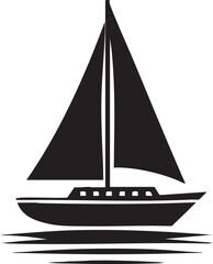 Black and white silhouette of a sailboat on water