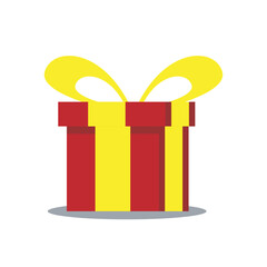 A festive red ribbon and bow decorate a vector illustration of a Christmas gift box for holiday celebration and surprise
