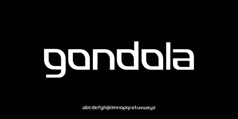 Vector illustration of a modern sans-serif alphabet font with a futuristic style and clean letterforms.