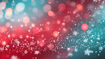 Vibrant Winter Holiday Background with Falling Snowflakes and Sparkling Bokeh Lights