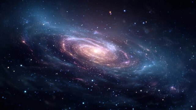 Vivid spiral galaxy swirling with stars and cosmic dust in the vast universe