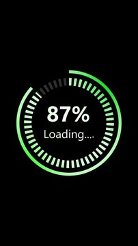 Digital technology interface circular loading progress vertical video. Circular gauge technology interface digital animation vertical video