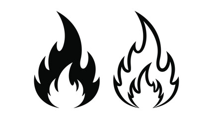Stylized black flame designs showcasing dynamic and abstract fiery shapes