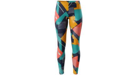 Colorful abstract patterned leggings for women isolated on transparent background