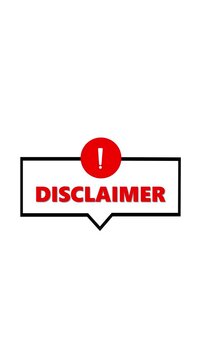 Animated disclaimer graphic. Red alert important notice vertical video popup message box. Warning sign animation. Red alert disclaimer vertical video caution attention broadcast graphic.