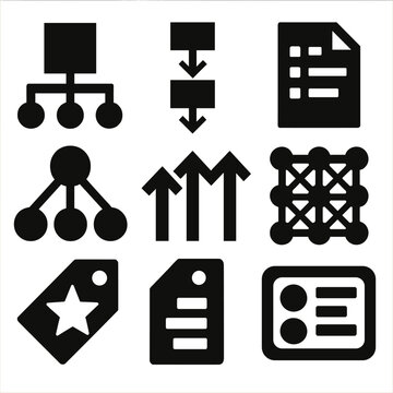 Bold Infrastructure Icons. Infrastructure Orchestration Set silhouette set: orchestration node, deployment pipeline, config manifest, service mesh icon, dependency map, rollout