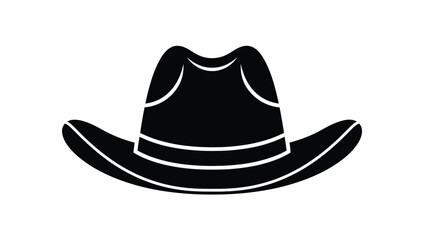 Simple black and white illustration of a classic cowboy hat design