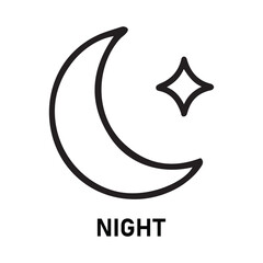 Night sky icon with moon and stars representing darkness and celestial elements