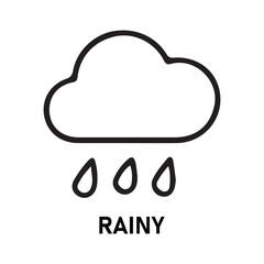 Modern rainy weather icon with cloud and raindrops
