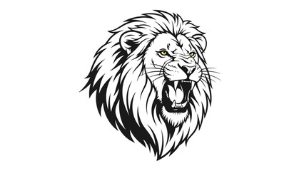 Stunning roaring lion head mascot design with fierce yellow eyes perfect for bold branding and sports teams