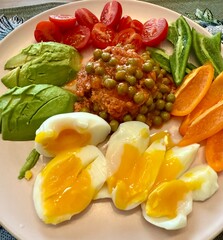 Healthy breakfast with  eggs and avocado 