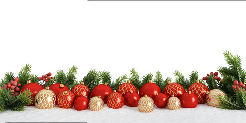 christmas background with fir branches and balls