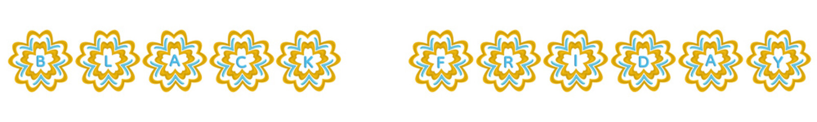 A modern glowing floral emblem with blue and gold neon-style petals featuring “Black Friday,” perfect for promotional graphics, sales campaigns, digital advertising, and marketing visuals.