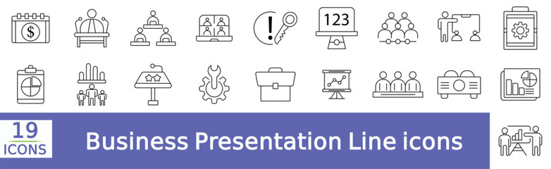 Business Presentation Line Editable Icons set. Vector illustration in modern thin line style of business related icon