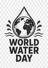 Obraz premium World Water Day Globe Drop Emblem Hand-Drawn World Water Day Logo Illustration