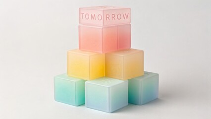 Obraz premium Colored Cubes Stacked With Tomorrow Inscription