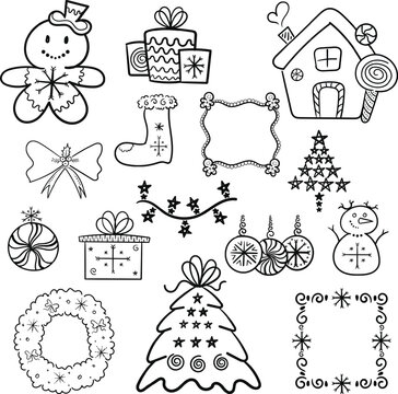 Christmas tree decoration hand drawn illustration