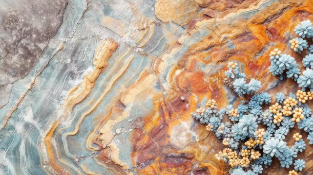 Layered geological rock formations with variety colors