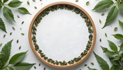 Artistic Bancha Tea Leaves in Wooden Frame. bancha