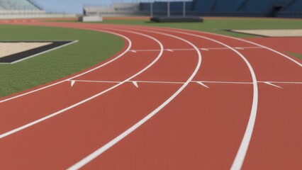 Close-Up of Athletic Track Curves Athletic Track Running Track Sports Field