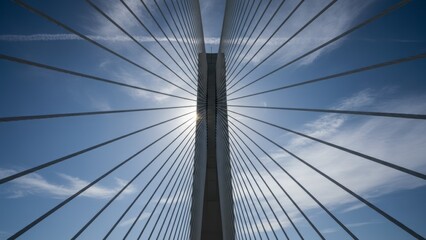 Modern Bridge with Cable-Stayed Design Architecture Sky Lines