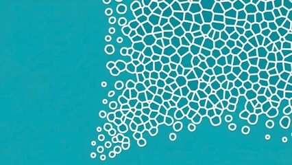 Abstract Teal Background with White Geometric Organic Pattern.