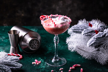 Christmas drink pink peppermint martini