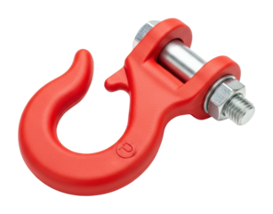 Industrial heavy-duty red hook installation workshop concepts isolated on transparent background