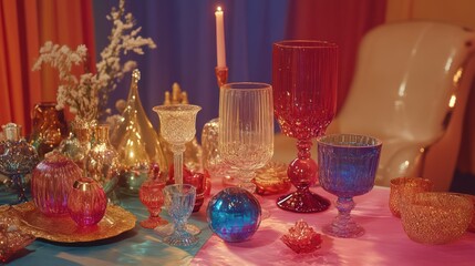 Colorful decorative table setting