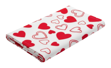 Decorative heart pattern tablecloth home textile cozy overhead love isolated on transparent background